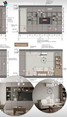 an architectural drawing shows the interior and kitchen areas