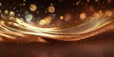 an abstract gold and black background with blurry lights in the foreground, overlaided with bubbles