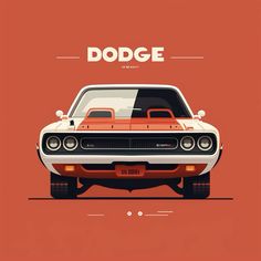 an old car with the word dodge on it's front and back end in red