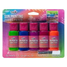 four bottles of sun printing fabric paint