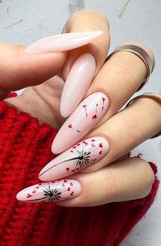 Mail Designs Acrylic Almond, Creative Valentines Nails, February Nails Ideas Valentines Day, Valentines Nail