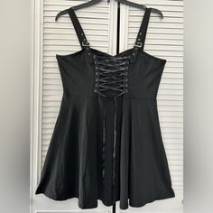 Womens Dressfo Black - Lace Up Front - Buckle Tank Top Straps- Size 14 Dress - New W Tags Goth Emo Punk Horror Creepy Halloween Spooky Whimsigoth New W Tags - Please See Pictures For Details Top Straps, Goth Emo, Tank Top Straps, Creepy Halloween, Halloween Spooky, Fit N Flare Dress, Fit & Flare, Trending Accessories, Jean Coat