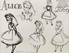 the concept art for alice from disney's animated film, which was released in 2009