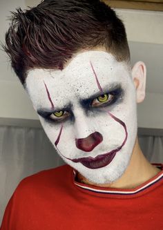 Halloween Clown Makeup Scary Men, Pennywise Makeup Man, Clown Makeup Halloween Men, Holloween Makeup Men, Clown Halloween Makeup Men, Halloween Clown Makeup Men, Mens Face Paint Halloween, Men Clown Makeup Halloween, Clown Face Paint Men