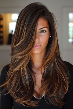 Balayage, Chocolate Copper Highlights, Brown Hair With Summer Highlights, Edgy Summer Hair Color, Hair Color For 40 Year Old Women, Summer Hair Color Ideas For Brunettes, Hair Color Ideas For Brunettes For Summer, Burnett Hair Color Ideas For Summer, Summer Brunette Hair Balayage