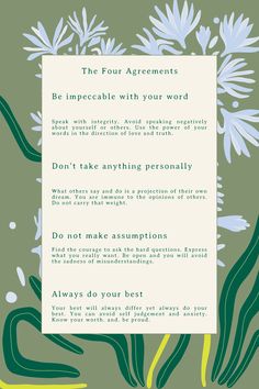 the four agreements print, floral print, spiritual wall art ,words of wisdom The 4 Agreements Wallpaper, Four Agreements Wallpaper, The Four Agreements Wallpaper, Sotce Core, Wall Art Words, Manifest Board, Four Agreements, Pic Wall, Art Words