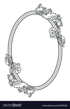 Baroque Frame Illustration, Oval Frame Drawing, Filigree Illustration, Vintage Frame Png, Baroque Border, Craft Drawing, Baroque Frame, Vintage Border, Watercolor Drawings