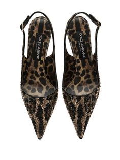 Dolce & Gabbana 105mm leopard-print Leather Pumps - Farfetch Slingbacks, Dr Shoes, Leopard Print Shoes, Leopard Shoes, Girly Shoes, Aesthetic Shoes, Fabulous Shoes, Gold Letters, Shoe Closet