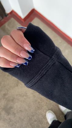 Nail Designs Square, Blue Acrylics, Wow Nails, Vintage Nails, French Tip Acrylic Nails, Grunge Nails, Simple Acrylic Nails