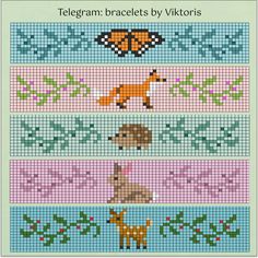 a cross stitch pattern with different animals on it