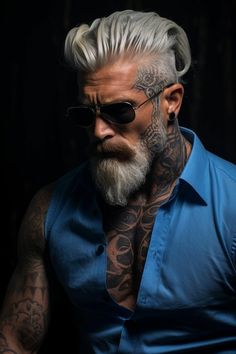 Clean Shaven Men, Viking Haircut, Hair Replacement For Men, Older Men Haircuts, Good Haircut, Tattooed Men, Bearded Tattooed Men, Fox Man, Mens Hairstyles With Beard