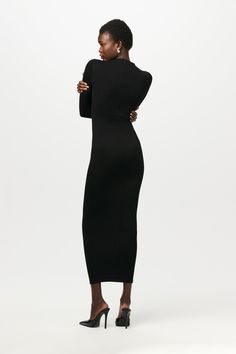 Shaping without shapewear, this bodycon dress sculpts your curves with a soft, stretchy second-skin fit. High-function and dynamic, the mock neck silhouette carries you from brunch to nightcap with comfort, ease, and transformative confidence. Legacy Collection Import 95% Viscose, 5% Spandex Model wears size X-Small in Black True to size This dress is double-lined Stylish Maxi Dress, A Goddess, Night Cap, Sleeve Maxi Dress, Black Maxi, Long Sleeve Maxi, Dress Jewelry, Long Sleeve Maxi Dress, Black Maxi Dress