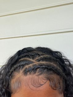 Braids For Front Of Hair, Braided Styles Half Up Half Down, Cool Simple Braids, Malani Braids, Half Criss Cross Half Sew In, Braid Hairstyles Latina, Braids With Sewing In The Back, Feed In Braids Curly Hair, Beach Hairstyles For Black Women Natural
