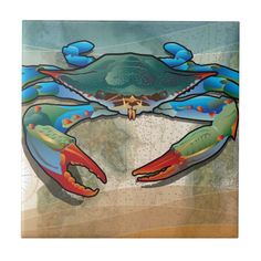 two blue crabs on the beach metal print