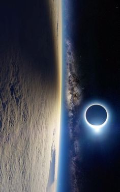 an eclipse is seen over the earth from space