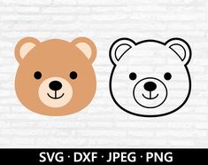 two teddy bears face svg and dxf