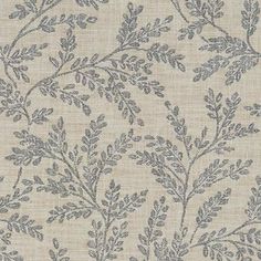 an upholstered wallpaper with green leaves and branches on white fabric, the background is