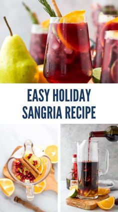 an easy holiday sangria recipe with oranges, apples and pears