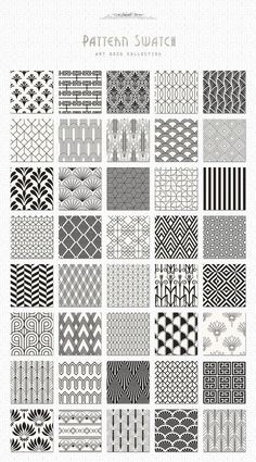 the pattern swatches are shown in black and white