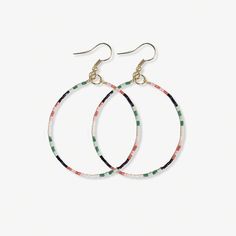 Kelly Color Block Beaded Hoop Earrings Desert Earrings Bold Boho, Army Green Pants, Human Hands, Boho Vibes, Human Hand, Green Pants, Beaded Hoop Earrings, Beaded Hoops, Everyday Earrings