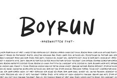 the word boyrun written in black ink on a white paper with some type of lettering