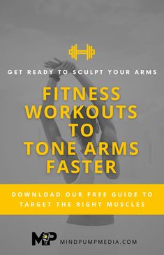Tired of having flabby arms? Check out our free guide to develop muscular, toned arms! We'll help you target the right muscles. Imagine being able to wear a tank top without worrying about how your arms look when you cross them. Or a strapless dress without seeing that dreaded underarm fat. We can help you achieve those goals, and it all starts with our free guide to get rid of your flabby arms. Click to see more of our fitness programs available at Mind Pump Media. Tone Arms Fast, Mind Pump, Build Arm Muscle, Get Rid Of Flabby Arms, Weight Lifting Program, Weight Training For Beginners, Arm Muscle, Weight Training Women, Tone Arms Workout