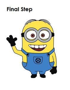 a cartoon minion with glasses and overalls