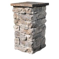 a stone pedestal with a wooden top on a white background for display or montage