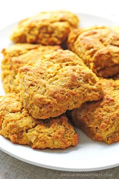 some biscuits are on a white plate