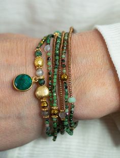 Wrap Armband, Multi Wrap Bracelet, Long Pearl Necklaces, Emerald Bracelet, Gelang Manik, Beads Bracelet Design, Providence Ri, Ruby Zoisite, Beaded Wrap Bracelets