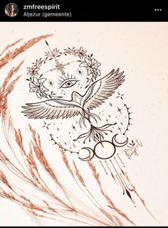 an artistic tattoo design with birds and flowers