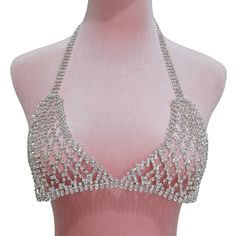 Natasha Couture Bralette Top Silver Crystal Rhinestone Bling Sparkle Adjustable New With Tags! Size: One Size Color: Silver Rhinestone Design Silver Tone Hardware Sleeveless Plunging V-Neck Aluminum Couture, Bra Art, Crystal Bra, Bralette Top, Rhinestone Bling, Rhinestone Designs, Bralette Tops, Silver Crystal, Design Silver