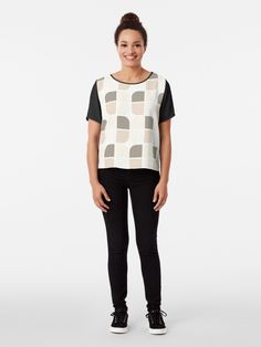 "Ivory geometric shapes in repeated pattern" T-shirt by acidmit | Redbubble Mask For Kids, Open Shoulder Tops