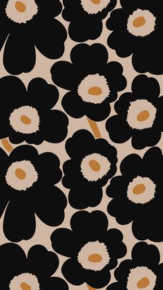 black and white flowers on a brown background