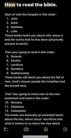 an image of the bible with text on it, and instructions for how to read the bible