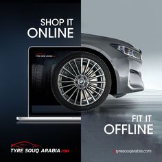 an advertisement for a car dealership with the words shop it online and offline