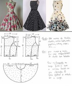 three different styles of dresses with flowers on them