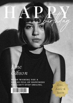 a magazine cover with a woman in black and white