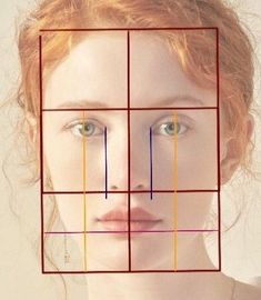 a woman's face is shown with lines in the shape of squares on it