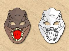 two masks with mouths and teeth on them