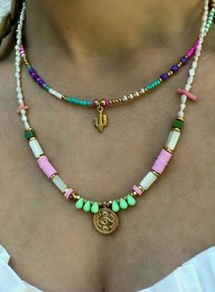 Pulseras Kandi, Summer Necklaces, Diy Pearl Necklace, Pulseras Diy, Necklace Beads, Necklace Diy, Summer Necklace, Gemstone Jewelry Handmade