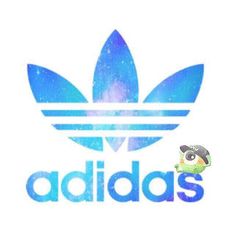 the adidas logo on a white background with blue and green letters that spell out