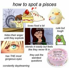 a poster with pictures and words describing how to spot a piece of cake on it