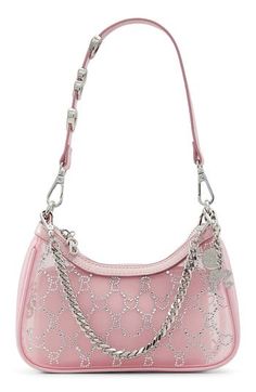 Sparkly Bs stand for Barbie on this translucent shoulder bag featuring multiple carrying options and a removable zip pouch for function and fantasy. Top zip closure Removable chain handle; removable, adjustable crossbody strap Zip pouch included Textile/synthetic Imported Y2k Purse, Light Pink Purse, Barbie Mode, Duffle Bags, Woman Bags Handbags, Pink Purse, Zip Pouch, Crossbody Strap, Bags Handbags