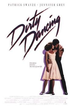 a movie poster for dirty dancing with two people hugging each other and the words dirty dancing written on it