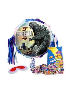 Godzilla Pinata Kit - Pinata Kits & Individual Party Supplies Godzilla Pinata, 50s Party, Monster Pictures, 17th Birthday Ideas, Leo Birthday, 17th Birthday