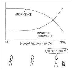 a cartoon depicting the concept of human proximity to cat and how it is different from other people