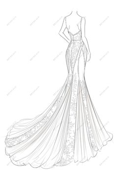 a line drawing of a wedding dress