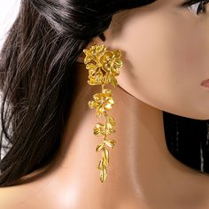 Material: Alloy Color: E5640-3 Fashion Element: Flowers Style: Retro Vintage Glam, Vintage Inspired Earrings, Flower Leaves, Accessories Gold, Vintage Jewelry Necklace, Tassel Drop Earrings, Flower Leaf, Metal Flower, Metal Flowers