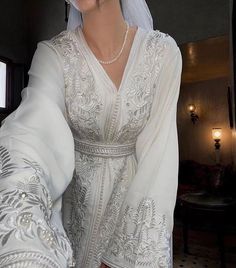 White Luxury Embroidered Wedding Dress - Bridal Gown with Intricate Details, Romantic Elegance, Handcrafted Beauty, Timeless Chic Nikkah Dress Simple, Nikkah White Dress, White Nikkah Dress Simple, Algerian Wedding Dress, White Nikkah Dress, Hijabi Baddie, Turkish Wedding Dress, Moroccan Wedding Dress, White Caftan